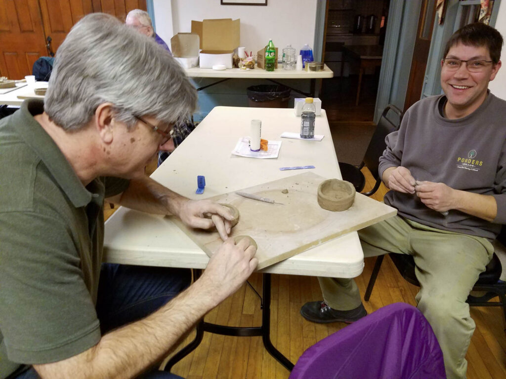 Doug working on bonsai pot